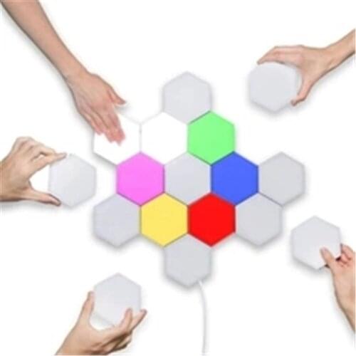 Hexagonal Wall Lamp with Quantum Light Modular and Touch-Sensitive Lighting Removable Geometry Led Colorful Spot Light Fixture
