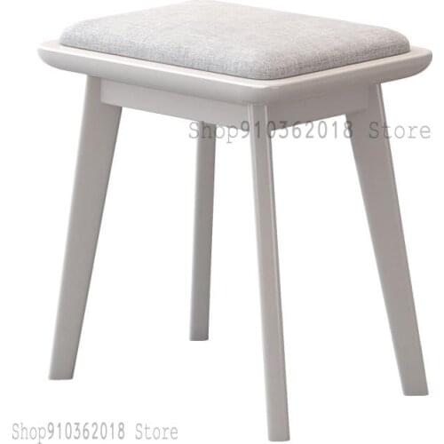 Nordic Solid Wood Dressing Stool Home Modern Minimalist Makeup Stool Bedroom Adult Chair Dressing Table Fabric Small Stool
