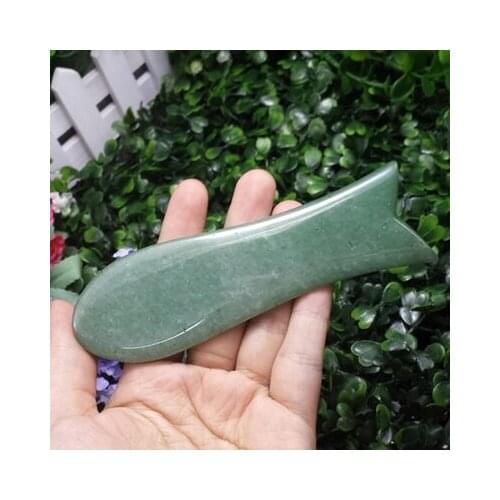 Natural Green Jade Scrapping Plate Fish Scraping The Sand Meridian Beauty Material With Body Stress Relax Point