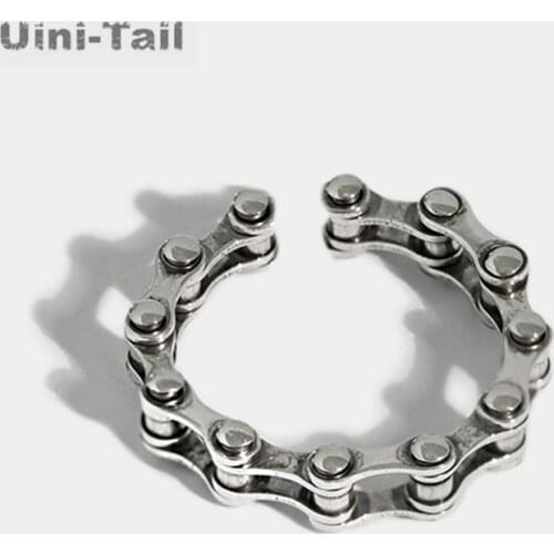 Uini Tail brand new design hot sale 925 sterling silver personality retro motorcycle chain ring fashion and old high quality