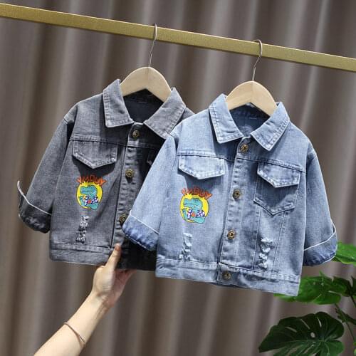 Spring Autumn Children Cotton Clothes Baby Boys Girls denim cartoon coat One Infant Out Kids Fashion Toddler Clothing outwear