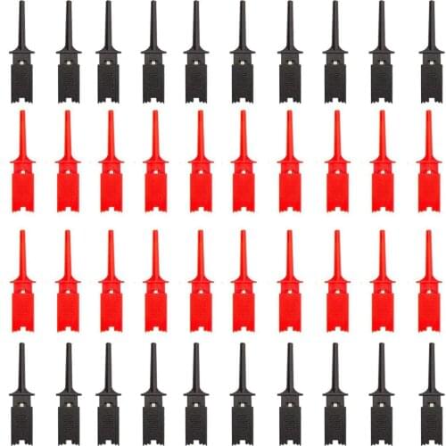 40Pcs Mini SMD Ic Test Hook Clip Grabbers Probe Jumper for Electronic Experiment (20 Red + 20 Black)