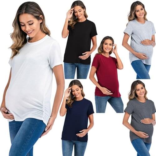 Womens shirt short-sleeved T-shirt summer loose short-sleeved fashion pregnant women T-shirt maternity dress