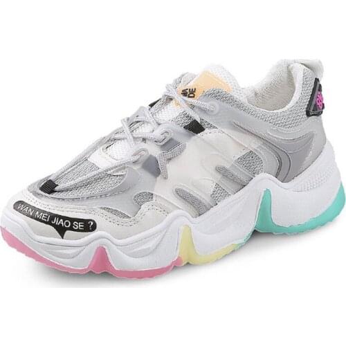 2021Summer Womens Sneakers Breathable Rainbow Color Fashion Casuals Height Increasing Female Chunky Ladies Vulcanize Shoes