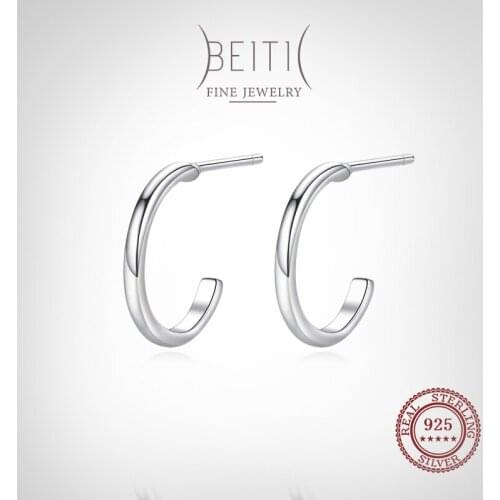 Beitil Real 925 Sterling Silver Simple Unique Design Minimalism Stud Earrings For Women Minimalist Fine Jewelry 2021 New Style