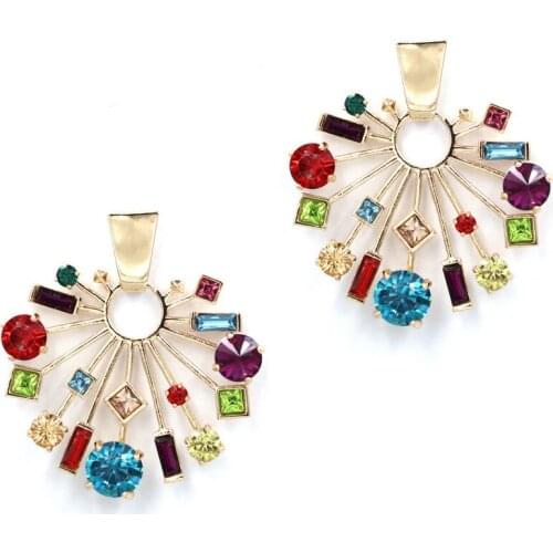 2020 New Multi Colors Proud As A Peacock Branch Flowers Stud Earrings for Women