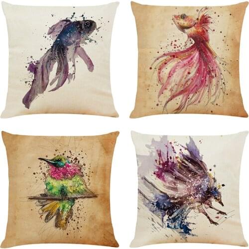 Animals Print Cushion Cover Decorative Pillows Fashion Seat Cushions Home Decor Soft Flax Car Throw Pillow Sofa Pillowcase