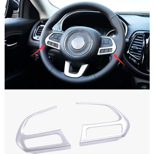 2PCS ABS Chrome Car Interior Steering wheel cover trim for Jeep Compass 2017 2018