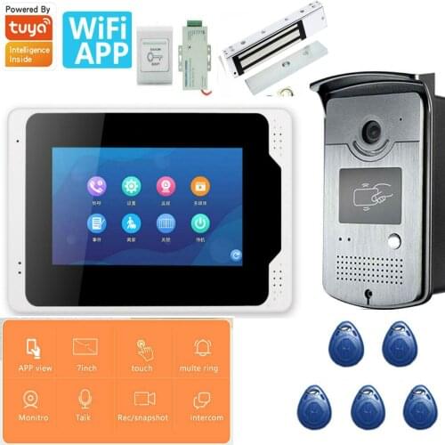 2020 Wired wifi 7" Video Door Phone Video Intercom Doorbell System Tuya APP control + Electric Magnetic Lock
