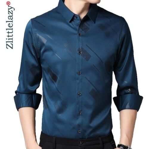 2020 Brand Long Sleeve Men Social Shirt Spring Streetwear Casual Striped Shirts Dress Mens Slim Regular Fit Clothes Fashions 030