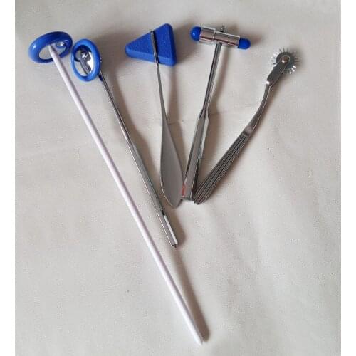 5pcs/set Medical reflex hammer five suits multifunction button attending clinics hammer nerve Blue