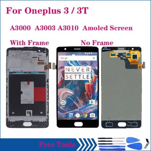 AMOLED display For Oneplus 3 3T LCD display Touch screen digitizer Assembly For Oneplus A3010 A3000 A3003 OLED LCD Repair kit