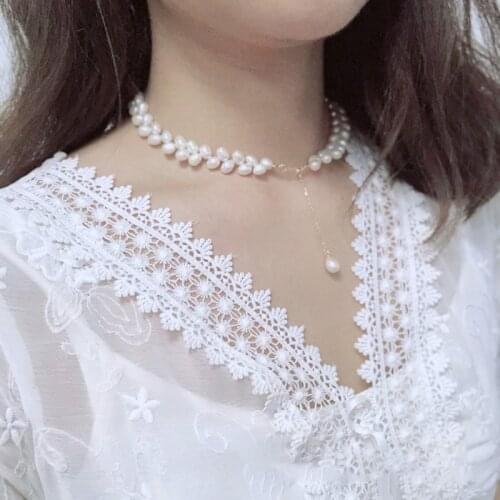 925 Sterling Silver Freshwater Natural Ear of Wheat Rice Drop Pearl Necklace Chain Wedding Luxury Jewelry for Women Gift New