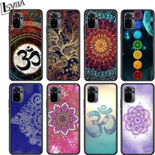 Mandala Chakra Yoga for Xiaomi Redmi Note 10 10S 9 9T 9S 9Pro Max 8T 8Pro 8 7 6 5 Pro 5A 4X 4 Soft Black Phone Case