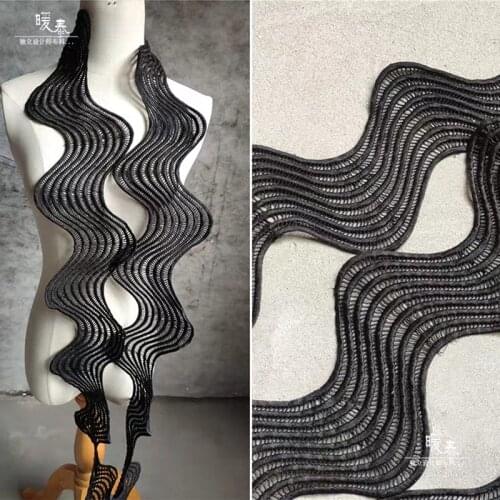 Black Bend Embroidered Lace Trim French Refinement Lace Ribbon DIY Collar Handcraft Decor Wedding Dress Designer Accessorie