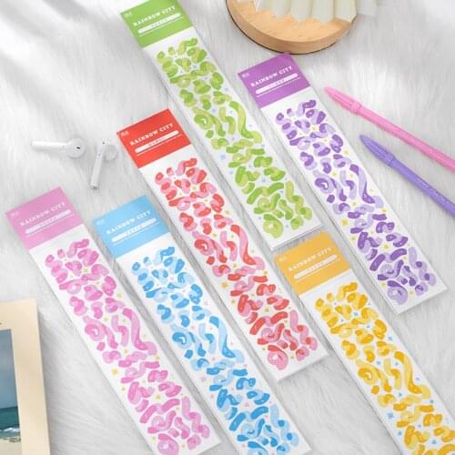 Keruan 2 Pcs INS Ribbon Decoration Sticker Sequin Fantasy Stickers DIY Scrapbooking Diary Journal Photo Album Kawaii Stationery