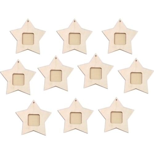 Home 10PCS Wooden Mini Star Photo Frame Household Decoration Small Photo Frame Hanging Decoration