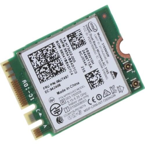 Intel 00JT497 3165NGW Wireless-AC Dual Band for Lenovo ThinkPad Bluetooth WiFi IBM Card Laptop NGFF Wlan