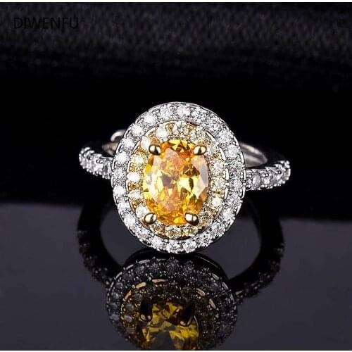 Natural Topaz Rings S925 Sterling Silver for Women 2020 Fashion Resizable Wedding Rings for Couples Topaz Jewlery Engagement