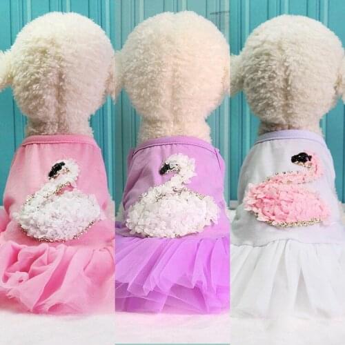 Summer Pet Swan design Dog Dress For Dogs Skirt Summer Princess Dog Wedding Dresses York Clothes For Dogs Skirts Pet Cat Dress