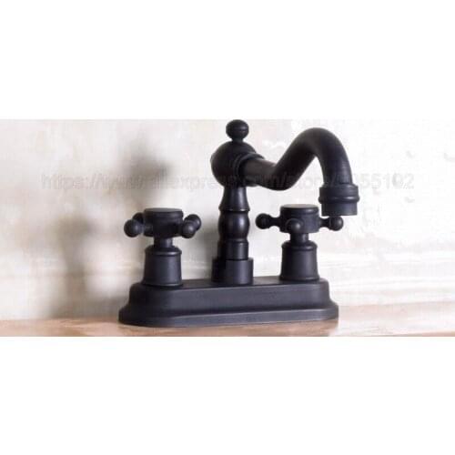 Oil Rubbed Bronze Bathroom Faucet Double Handle Double Holes Cold and Hot Water Tap Basin Faucet Mixer Taps znf149