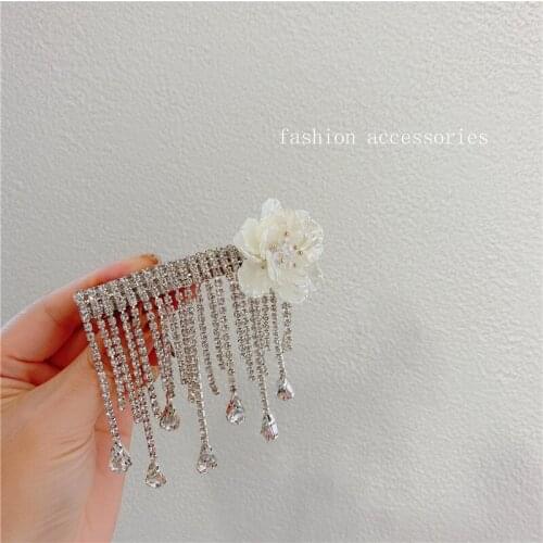 Fashion Women Rhinestone crystal Barrette hairpin flowers Hair Clips Girls delicate Ponytail Hair Accessories wholesale