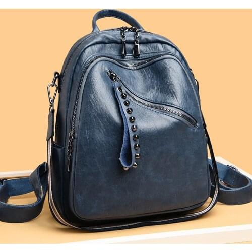 Hot Fashion Women Leather Backpack Large Capacity Female Shoulder Bag Ladies Casual School Travel Bag for Teenage Girls Mochilas