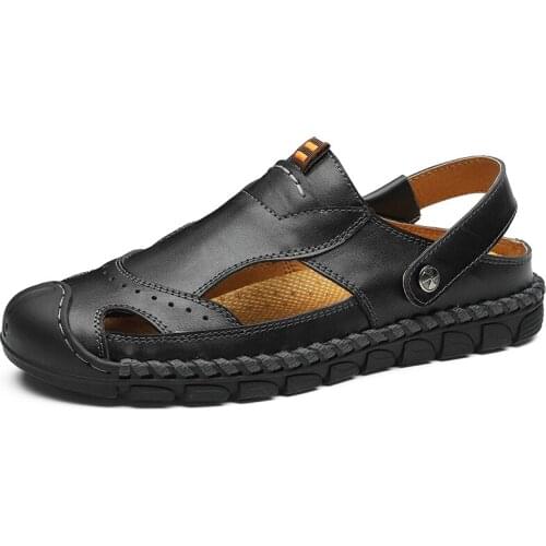 Large Size Mens Sandals 2019 New Youth Trend Outdoor Casual Leather Fashion Wear Soft Bottom Sandals