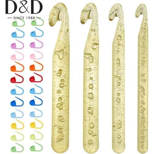 Huge Crochet Hook Set Yarn Crochet Hooks Needles with 20Pcs Crochet Locking Stitch Markers for Handle Knit Crochet Weave Craft