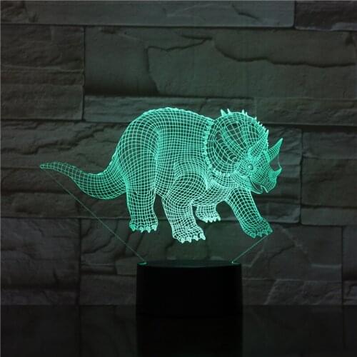 Rhinoceros Night Lamp Colorful Acrylic Lamp For Party 3D Hologram Luminaria Color Changing Table Lamp Kids Birthday Gift 1704