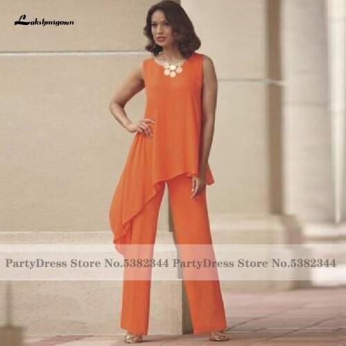 Lakshmigown Simple 2 Pieces Mother Of The Bride Dresses Pant Suits 2020 Robe Longue Olive Green Elegant Long Evening Dress