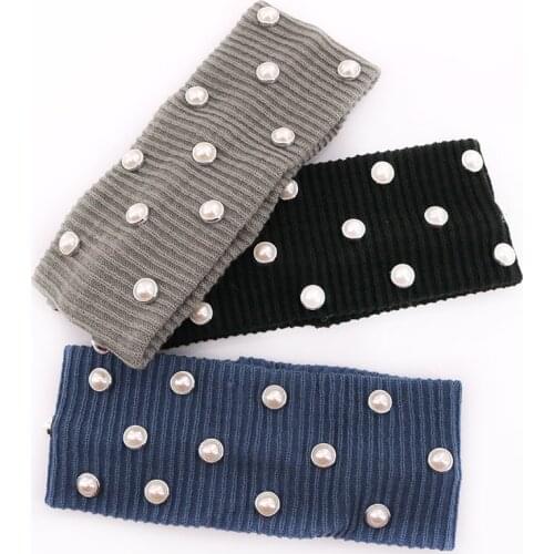 Casual Pearl headbands for women Spring Summer Soft Cotton striped Knitted Hair bands For Ladies Girls Boho Hair Accessories