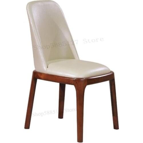 Simple Dining Chair Nordic Modern Net Red Home Casual Leather Chair Chair Creative Restaurant Solid Wood Chair Backrest Chair