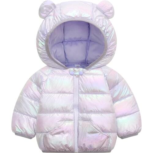 ZWF1252 Baby Girls Hooded Down Jackets For Kids Coats Autumn Boys Cartoon Warm Jacket Coat Toddler Girl Zipper Jacket Outerwear