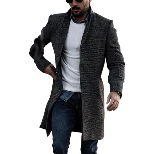 Woolen Coat Trench Windbreaker 2021 Mens Korean Style Jacket Mens Slim Fit Windbreak Long Coat Men Winter Coats Homme Plus Size