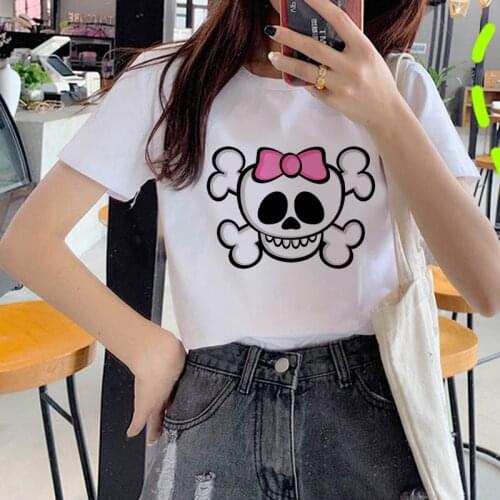 Showtly Horro Skull summer streetclothing Tshirt Cartoon Top Tees kawaii T Shirt Women Harajuku Short Sleeve Fun Ulzzang T-Shirt
