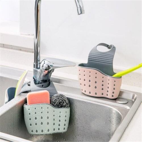 Kitchen Sink Drain Rack Drain Fruit Vegetable Drainer Sink Strainer Sponge Rack Storage Tool Adjustable Snap-on for Home Kitchen