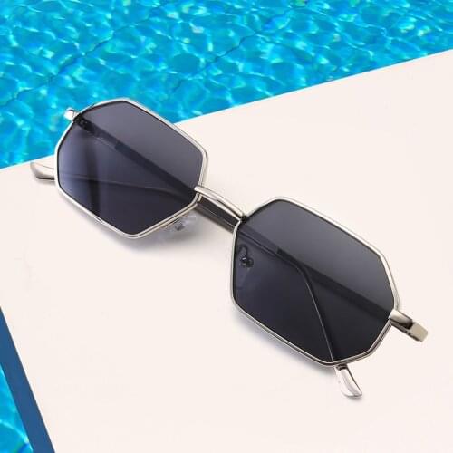 Evove Hexagon Sunglasses Male Women 2018 Sun Glasses for Men Vintage cool fashion Gold Green Steampunk