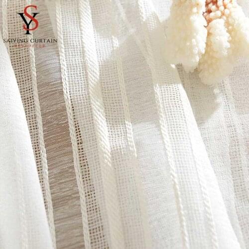 Modern Striped Linen Sheer Tulle Curtain For Bedroom Voile Curtain Window Treatments For Living Room Drapes Blinds Customized
