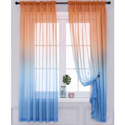 Modern gradient color window tulle curtains for living room bedroom organza voile curtains Hotel Decoration blue Sheer curtains