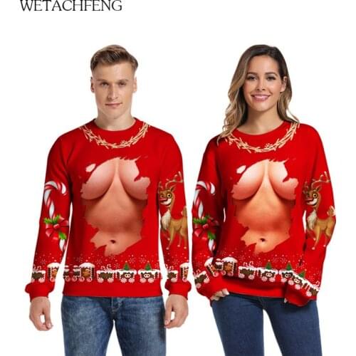2020 Funny 3D Print Autumn Couple Sweatshirt Oversized Ugly Chirstmas Man Hoody Jumpers Tops Pullover Hoodie Women Coat Clothes