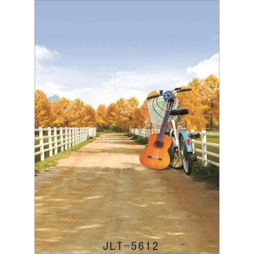 Bike&Guitar Garden Photography Background Computer Printed Vinyl Backdrop Photo Studio for Weddings Children for Photo Shoots