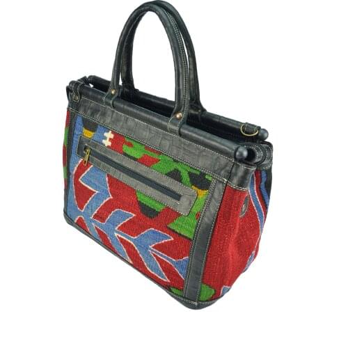 Vintage Handmade Elegant Travel Bag Designed with Special Kilim.authentic