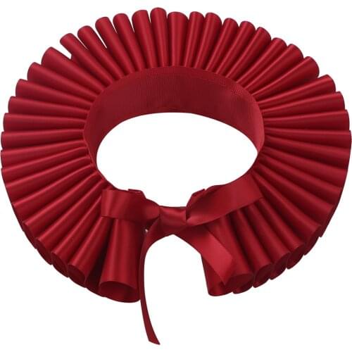 Vintage Victorian Neck Collar Adjustable Ruffled Clown Cosplay Satin Choker Gothic Steampunk Neck Wrap Accessories for Clothing