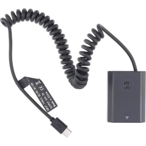 FOTGA NP-FZ100 Decoded Dummy Battery Power Adapter +Type C Cable for Sony A9 A9R A9S A7R3 A7M3 A7S3 A7III A7R4 A7M4 A6600 A7C