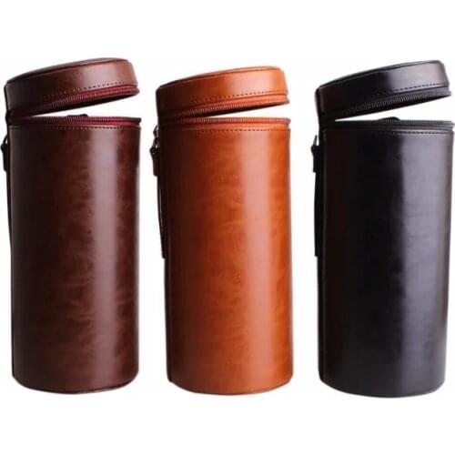 PU Leather Hard Camera Lens Pouch Bag Case For Nikon Canon Sony Fuji Pentax Panasonic Protective Case High Quality