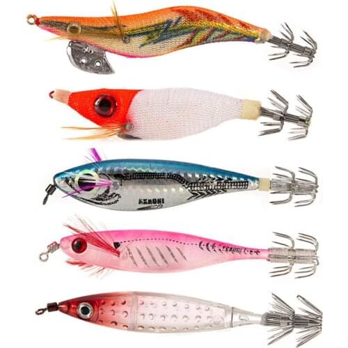 1PC Fishing Lures Hard Bait Fake Shrimp Wood Bait Fishing Wobbler Squid Jig Artificial Jigging Lure Octopus Baits New