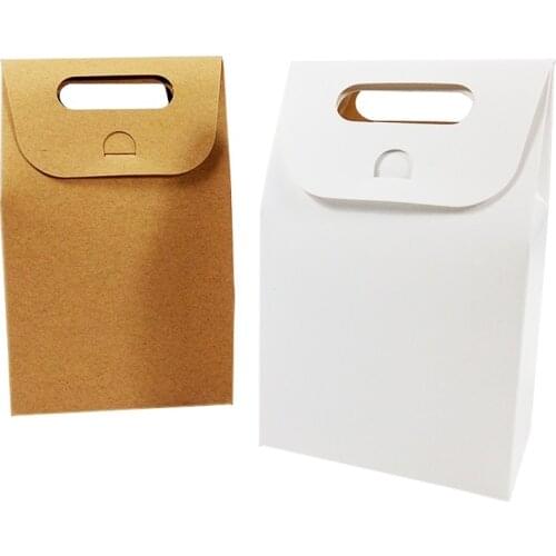 10 Pcs/lot Kraft Paper Candy Box Gift Packaging Handbag Zakka Craft Bakery Cookies Biscuits Package Bags Wedding & Party Favors