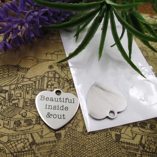 10pcs--"Beautiful Inside and Out"stainless steel charms 5 styles for choosing DIY Charms for necklace bracelets