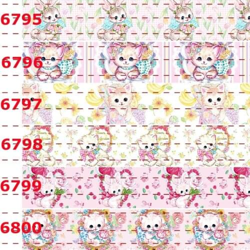 10yards -different sizes -lively cartoon cat ribbon Grosgrain ribbon